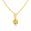 14K Yellow Gold Plated .925 Sterling Silver 1/2 Cttw Brilliant Round Cut Diamond Solitaire Milgrain 18" Pendant Necklace (K-L Color, I2-I3 Clarity)-14