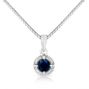 .925 Sterling Silver 3/4 Cttw Treated Blue Diamond Solitaire 18" Milgrain Pendant Necklace (Blue Color, I1-I2 Clarity)-1