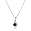 .925 Sterling Silver 3/4 Cttw Treated Blue Diamond Solitaire 18" Milgrain Pendant Necklace (Blue Color, I1-I2 Clarity)-3