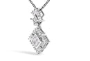 10K White Gold 1/2 Cttw Princess Cut Rhombus Drop Pendant Necklace-3