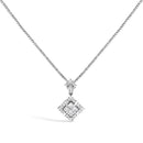10K White Gold Princess Cut Diamond Geometric Pendant Necklace-1
