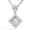 10K White Gold Princess Cut Diamond Geometric Pendant Necklace-2