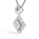 10K White Gold Princess Cut Diamond Geometric Pendant Necklace-3