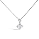 10K White Gold 1/5 Cttw Diamond Geometric Design Pendant Necklace-1