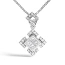 10K White Gold 1/5 Cttw Diamond Geometric Design Pendant Necklace-2