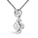 10K White Gold 1/5 Cttw Diamond Geometric Design Pendant Necklace-3