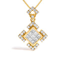 10K Yellow Gold 3/8 Cttw Princess Diamond Geometric Pendant Necklace-2