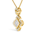 10K Yellow Gold 3/8 Cttw Princess Diamond Geometric Pendant Necklace-3