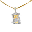 Men's 10K Yellow Gold 1 1/3 Cttw Diamond Studded Jesus Pendant Necklace-1