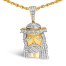 Men's 10K Yellow Gold 1 1/3 Cttw Diamond Studded Jesus Pendant Necklace-2