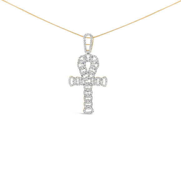 Men's 10K Yellow Gold 1.00 Cttw Ankh Cross Pendant