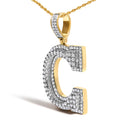 Men's 10K Yellow Gold 1 3/4 Cttw Diamond Letter C Initial Pendant Necklace-3