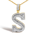 Men's 10K Yellow Gold 1 5/8 Cttw Letter S Initial Pendant Necklace-2