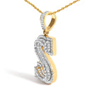 Men's 10K Yellow Gold 1 5/8 Cttw Letter S Initial Pendant Necklace-3