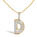 Men's 10K Yellow Gold 1 1/5 Cttw Diamond Letter D Initial Pendant Necklace-1