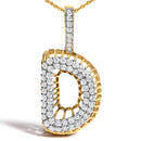 Men's 10K Yellow Gold 1 1/5 Cttw Diamond Letter D Initial Pendant Necklace-2