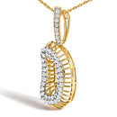 Men's 10K Yellow Gold 1 1/5 Cttw Diamond Letter D Initial Pendant Necklace-3