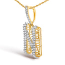 Men's 10K Yellow Gold 1 1/2 Cttw Diamond Letter N Initial Pendant Necklace-3