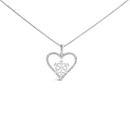 925 Sterling Silver 1/10ct TDW Diamond Heart Pendant Necklace 18"-1