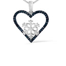 925 Sterling Silver 1/10ct TDW  Blue Treated  Diamond Heart Pendant Necklace-2