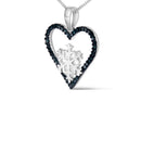 925 Sterling Silver 1/10ct TDW  Blue Treated  Diamond Heart Pendant Necklace-3
