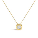 14K Yellow Gold 1 3/8 Cttw Bezel Set Round Diamond Solitaire Pendant Necklace-1