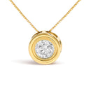 14K Yellow Gold 1 3/8 Cttw Bezel Set Round Diamond Solitaire Pendant Necklace-2