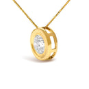 14K Yellow Gold 1 3/8 Cttw Bezel Set Round Diamond Solitaire Pendant Necklace-3