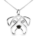 .925 Sterling Silver Diamond Accent Pug Dog Pendant Necklace (I-J Color, I2-I3 Clarity) - 18" Inches-5