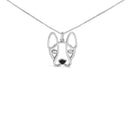 .925 Sterling Silver Diamond Accent and Black Enamel French Bullldog 18" Inch Pendant Necklace inch (I-J Color, I2-I3 Clarity)-5