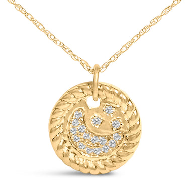 10K Yellow Gold Diamond Accent Crescent Moon Pendant Necklace - 0