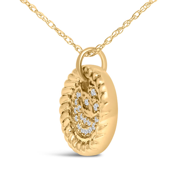 10K Yellow Gold Diamond Accent Crescent Moon Pendant Necklace