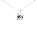 .925 Sterling Silver 1/4 Cttw White and Black Diamond Beagle Dog and Bone Pendant Necklace (I-J Color, I2-I3 Clarity) - 18" Inches-6