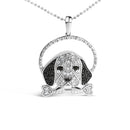 .925 Sterling Silver 1/4 Cttw White and Black Diamond Beagle Dog and Bone Pendant Necklace (I-J Color, I2-I3 Clarity) - 18" Inches-5