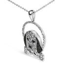 .925 Sterling Silver 1/4 Cttw White and Black Diamond Beagle Dog and Bone Pendant Necklace (I-J Color, I2-I3 Clarity) - 18" Inches-7