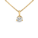14K Yellow Gold 3/8 Cttw 3 Prong Martini Set Round Diamond Solitaire Pendant Necklace (G-H Color, SI2-I1 Clarity) - 18" Inches-1