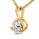 14K Yellow Gold 3/8 Cttw 3 Prong Martini Set Round Diamond Solitaire Pendant Necklace (G-H Color, SI2-I1 Clarity) - 18" Inches-3