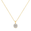 14K Yellow Gold 2.00 Cttw Brilliant Round-Cut Diamond 7 Stone Flower Cluster 18" Pendant Necklace (H-I Color, SI2-I1 Clarity)-6
