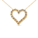 10K Yellow Gold Flashed .925 Sterling Silver 1/2 Cttw Champagne Diamond Miracle Plate Heart Pendant Necklace (K-L Color, I1-I2 Clarity) - 18"-5