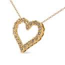 10K Yellow Gold Flashed .925 Sterling Silver 1/2 Cttw Champagne Diamond Miracle Plate Heart Pendant Necklace (K-L Color, I1-I2 Clarity) - 18"-6