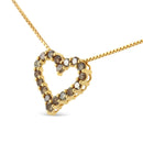 14K Yellow Gold Plated .925 Sterling Silver 1.0 Cttw Champagne Diamond Heart Pendant Necklace (K-L Color, I1-I2 Clarity) - 18"-5