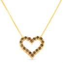 14K Yellow Gold Plated .925 Sterling Silver 1.0 Cttw Champagne Diamond Heart Pendant Necklace (K-L Color, I1-I2 Clarity) - 18"-6