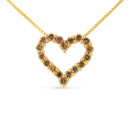 14K Yellow Gold Plated .925 Sterling Silver 1.0 Cttw Champagne Diamond Heart Pendant Necklace (K-L Color, I1-I2 Clarity) - 18"-7