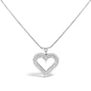 .925 Sterling Silver 1.00 Cttw Diamond Heart 18" Pendant Necklace (I-J Color, I2-I3 Clarity)-7