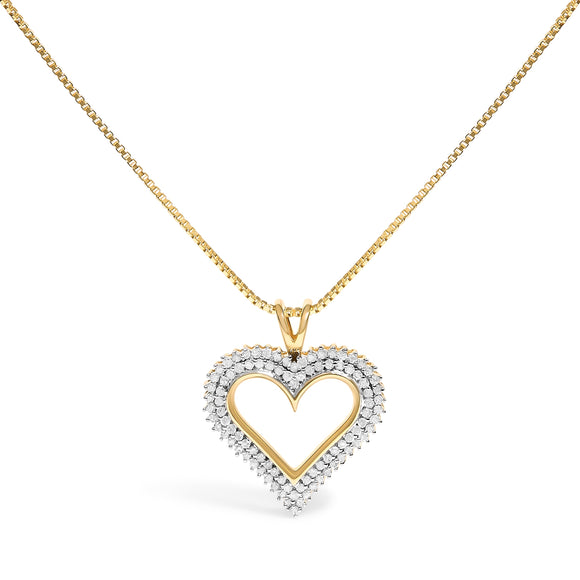 .925 Sterling Silver 1.00 Cttw Diamond Heart 18" Pendant Necklace (I-J Color, I2-I3 Clarity)