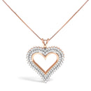 .925 Sterling Silver 1.00 Cttw Diamond Heart 18" Pendant Necklace (I-J Color, I2-I3 Clarity)-12