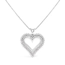 .925 Sterling Silver 1.00 Cttw Diamond Heart 18" Pendant Necklace (I-J Color, I2-I3 Clarity)-10