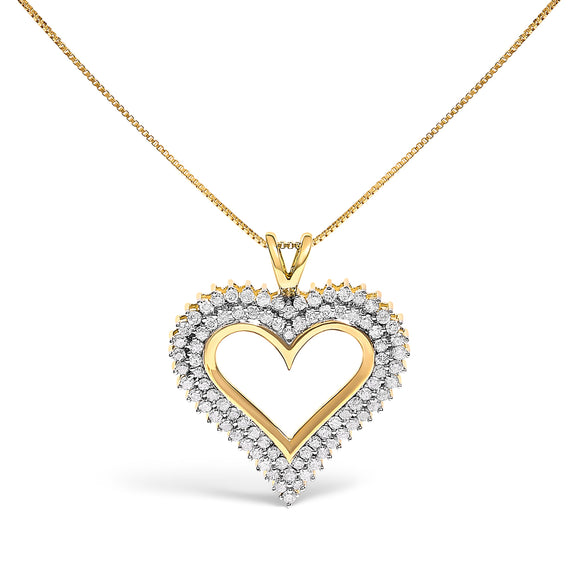 .925 Sterling Silver 1.00 Cttw Diamond Heart 18" Pendant Necklace (I-J Color, I2-I3 Clarity)