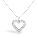 .925 Sterling Silver 1.00 Cttw Diamond Heart 18" Pendant Necklace (I-J Color, I2-I3 Clarity)-13