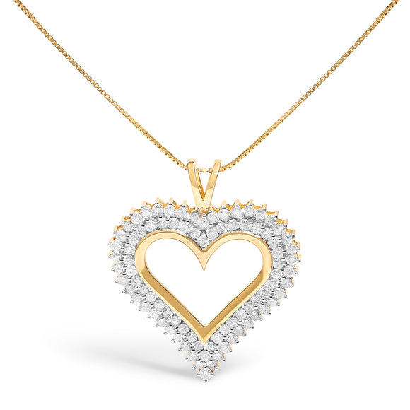 .925 Sterling Silver 1.00 Cttw Diamond Heart 18" Pendant Necklace (I-J Color, I2-I3 Clarity)